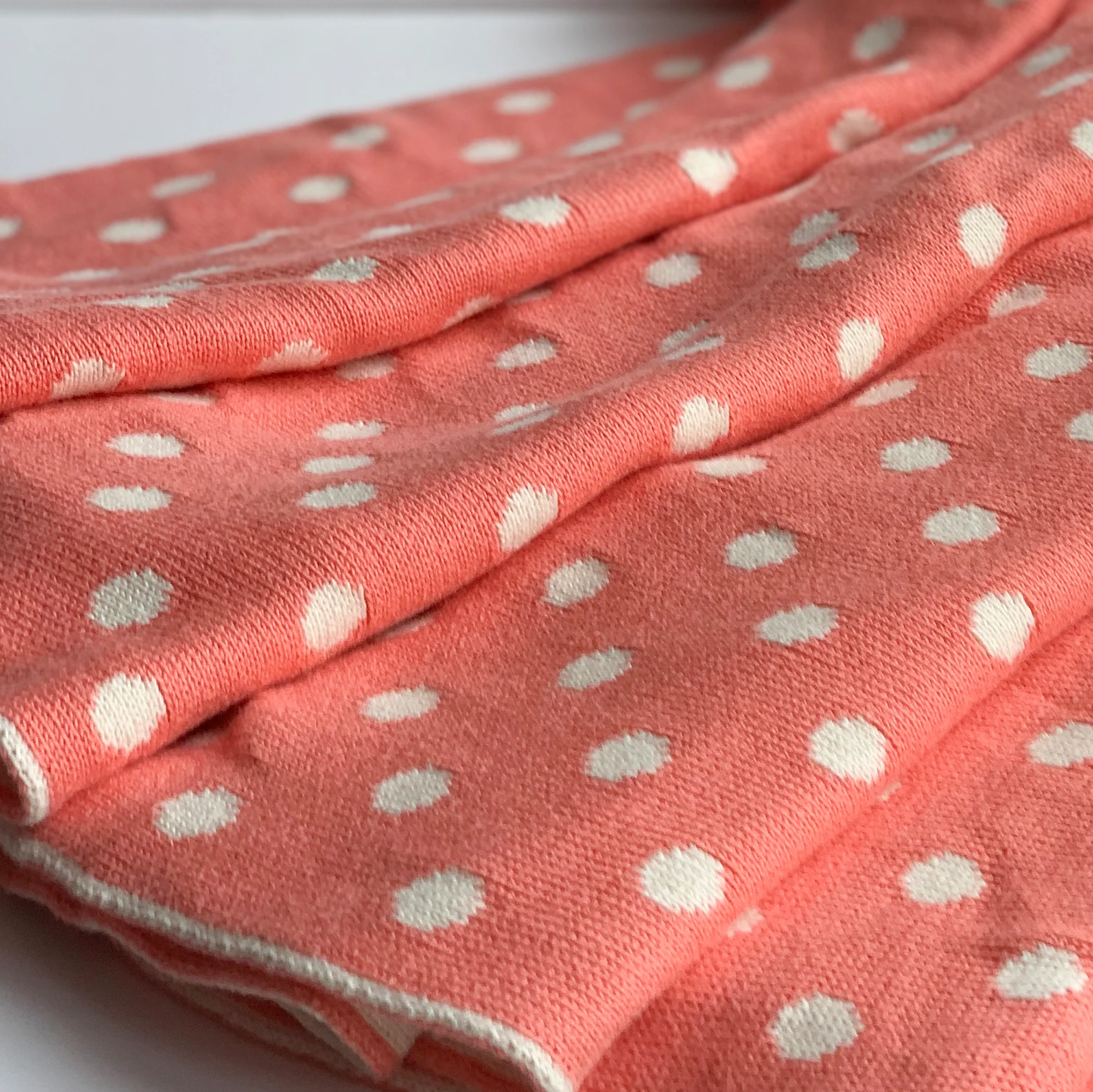 Dottie Knitted Throw Blanket - French Pink Peach Natural White - Image 5