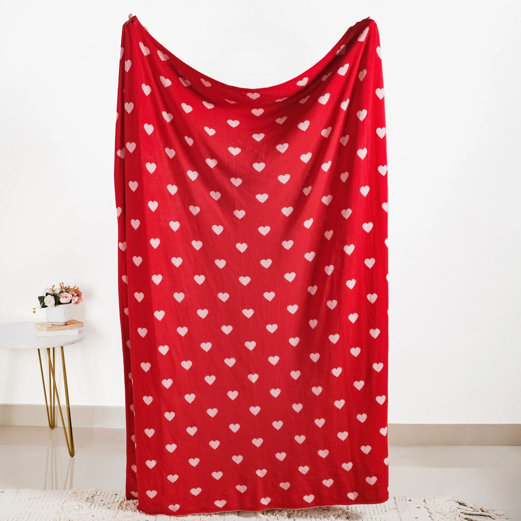 Heart Knitted Throw Blanket - Image 3