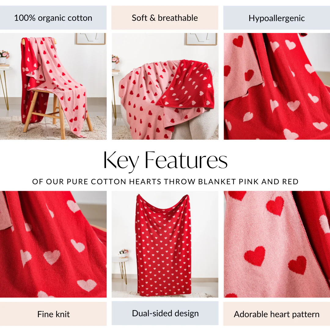 Heart Knitted Throw Blanket - Image 5