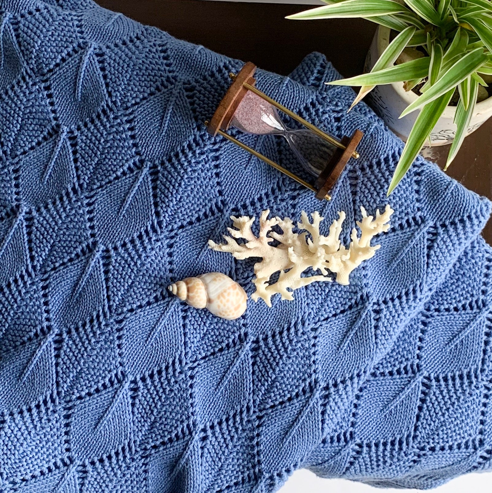 Horizon Knitted Cable Throw Blanket - Blue - Image 3