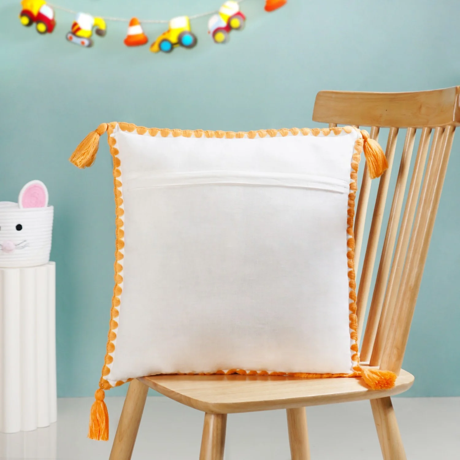 Tiger Embroidered Cotton Kids Cushion Cover 42x42cm - Image 8