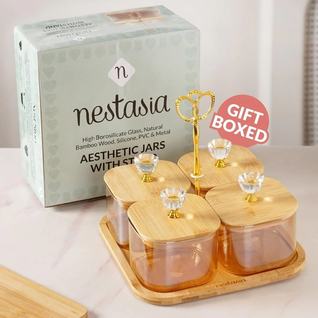 Tinted Jars Set Of 5 With Floral Knobs 450ml - Image 8