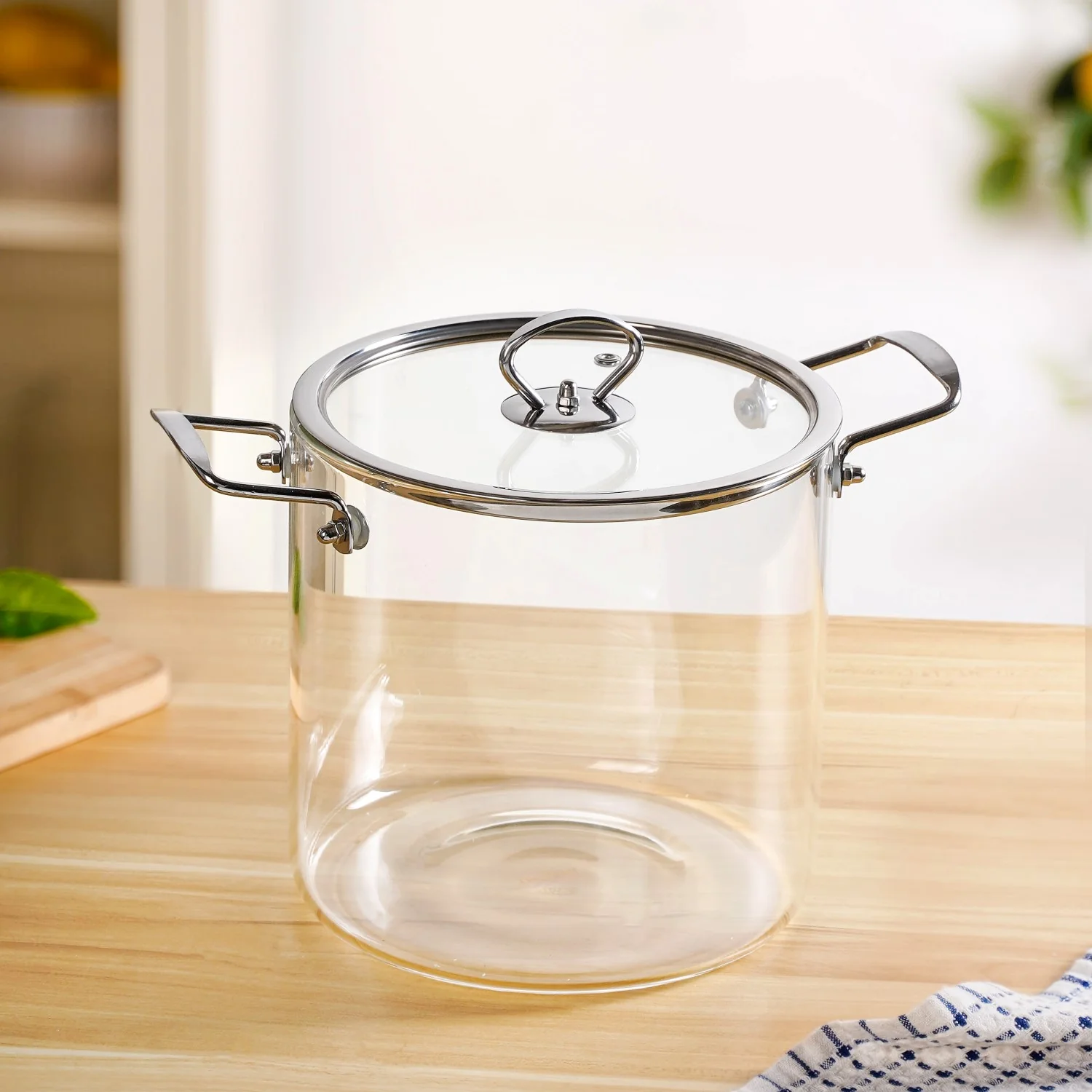 Transparent Glass Soup Pot With Stainless Steel Handle Extra Large 5500ml - Image 8