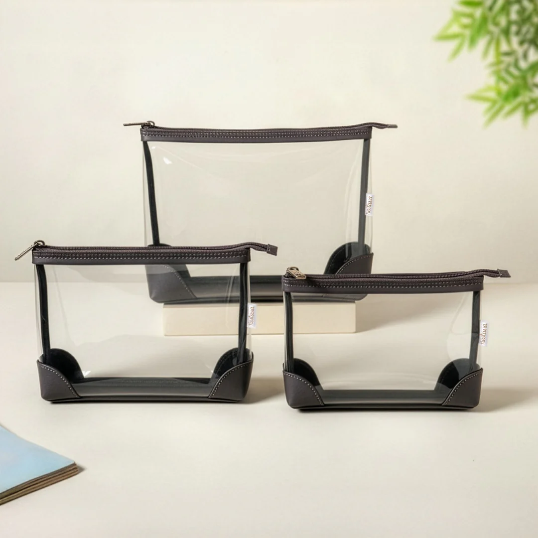Transparent Travel Pouch Set Of 3 Grey - Image 2