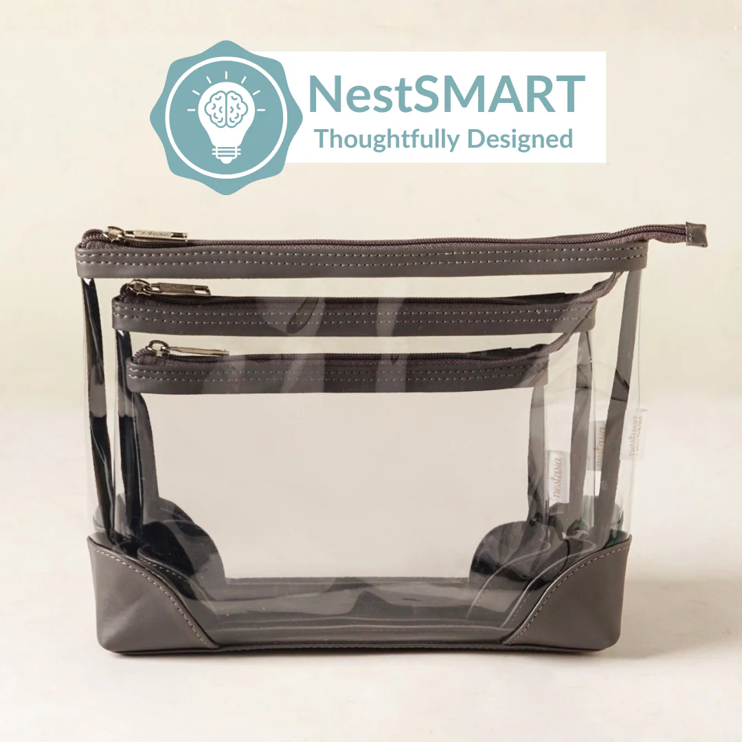 Transparent Travel Pouch Set Of 3 Grey - Image 5