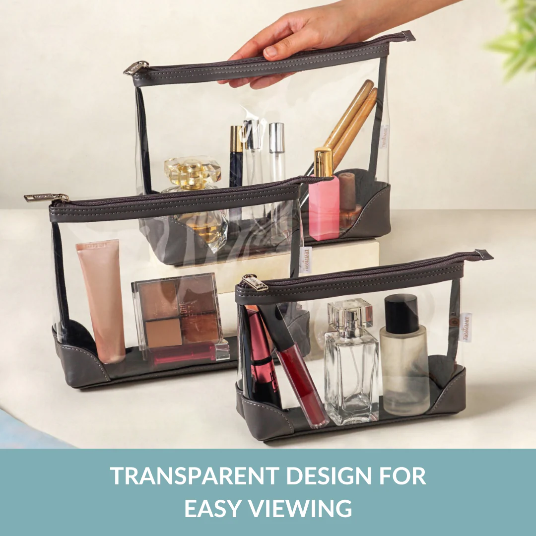 Transparent Travel Pouch Set Of 3 Grey - Image 6