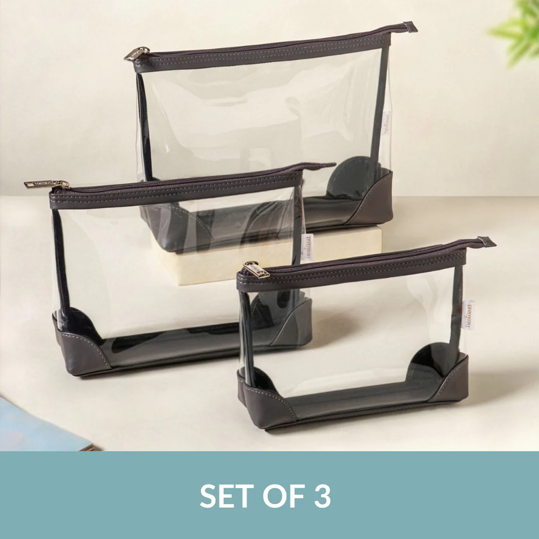Transparent Travel Pouch Set Of 3 Grey - Image 9