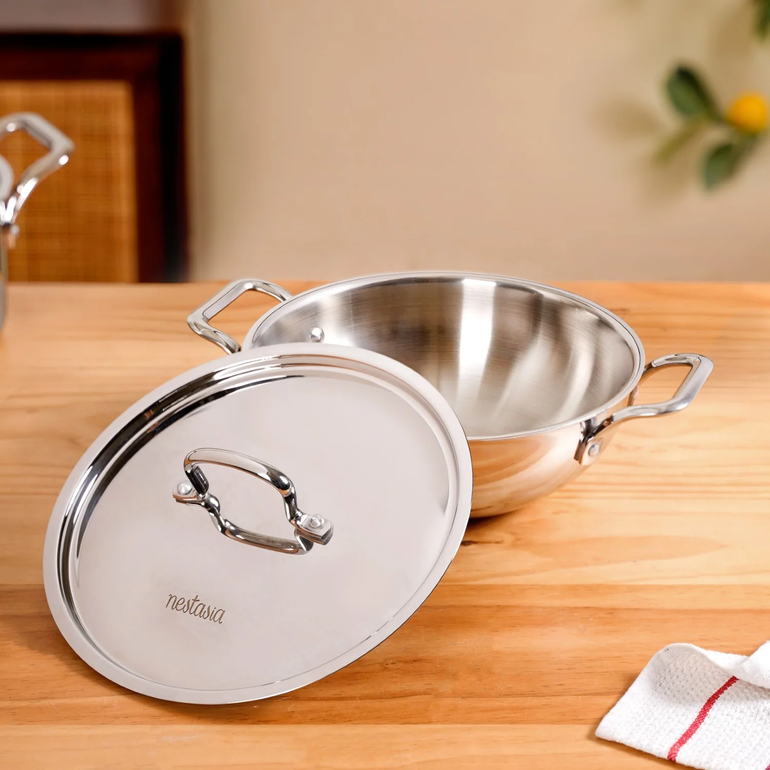 Triply Cookware Set With Kadai Frying Pan And Sauce Pan - Image 6
