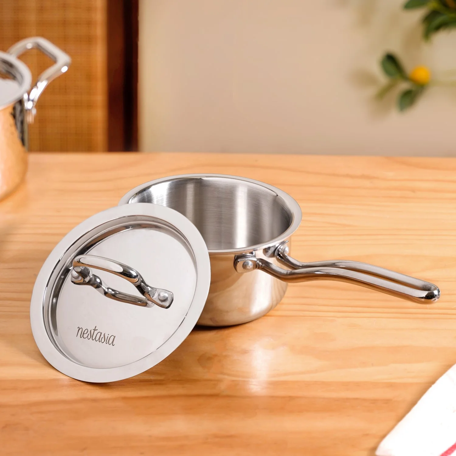Triply Stainless Steel Kadai Frying Pan And Saucepan Cookware Set - Image 7