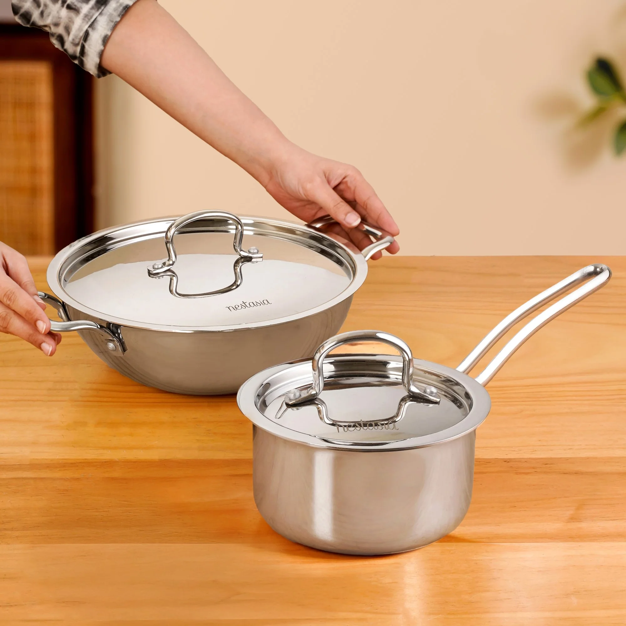 Triply Stainless Steel Set With Saucepan And Kadai - Image 2