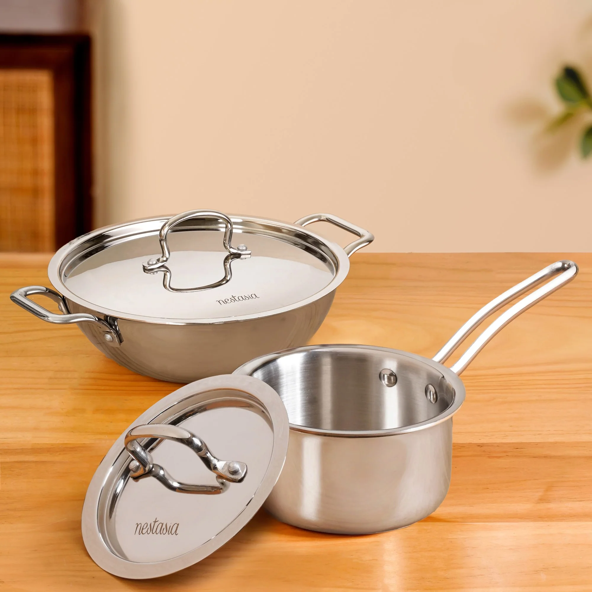 Triply Stainless Steel Set With Saucepan And Kadai - Image 3