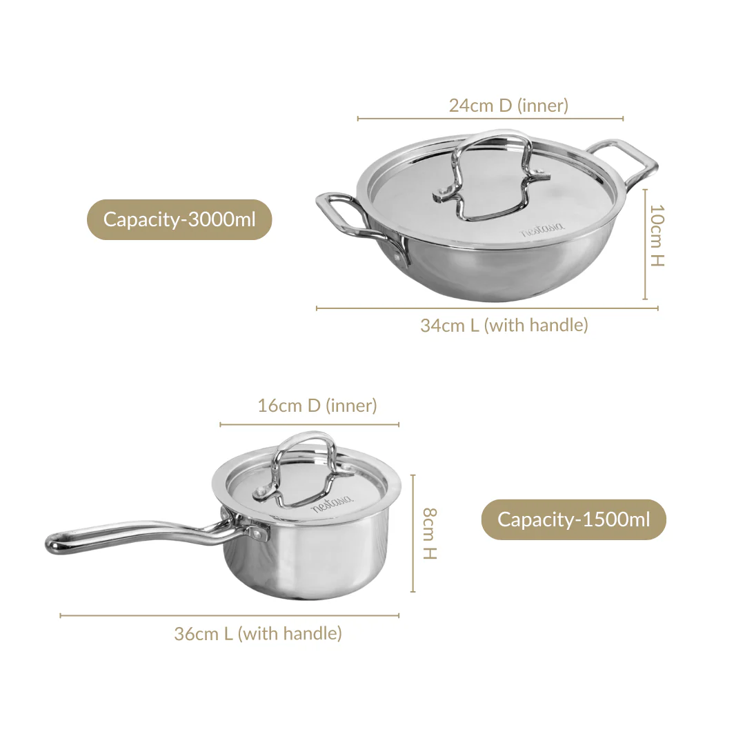 Triply Stainless Steel Set With Saucepan And Kadai - Image 4