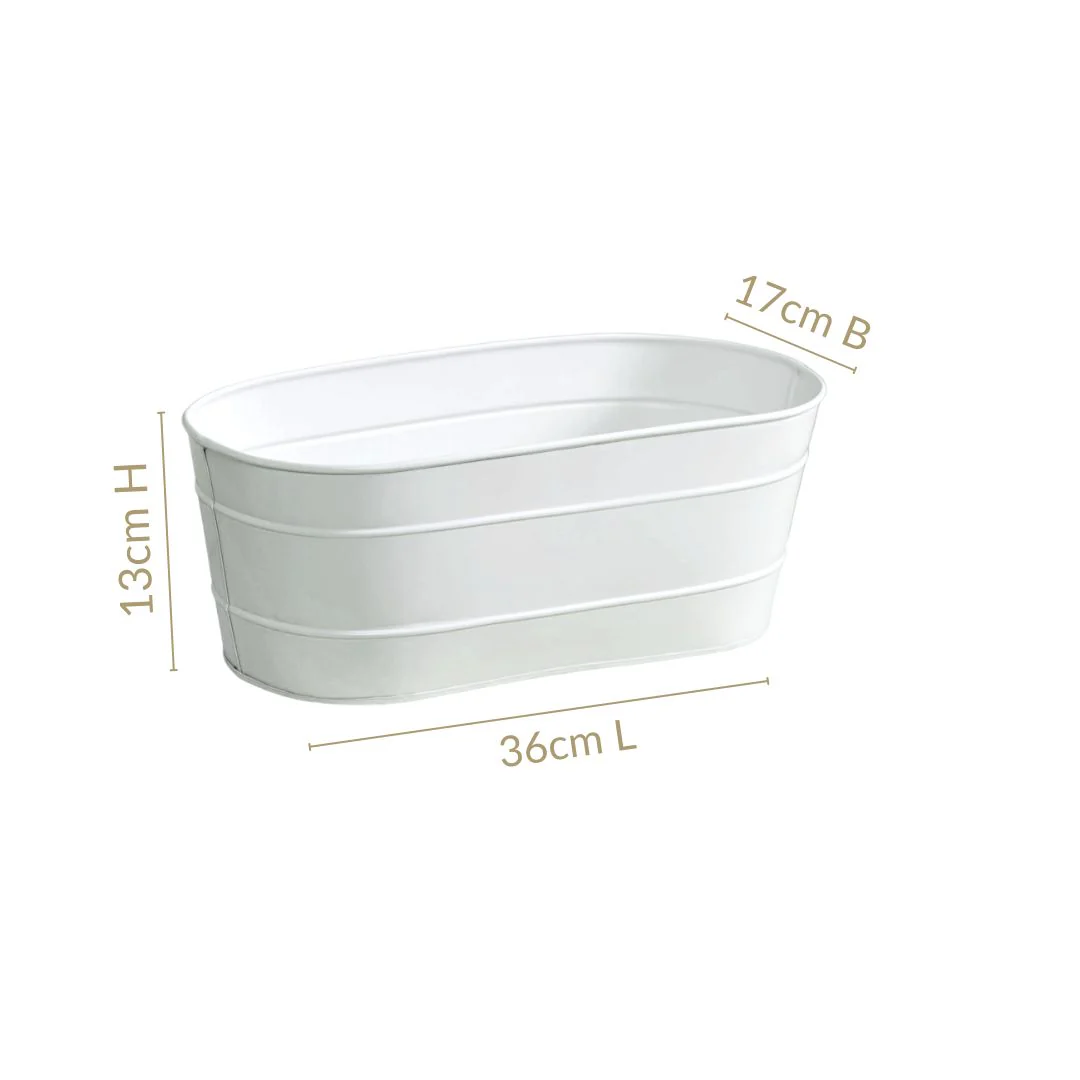 Trough Lined Minimalist Oval Plant Holder Set Of 2 Ivory - Image 4