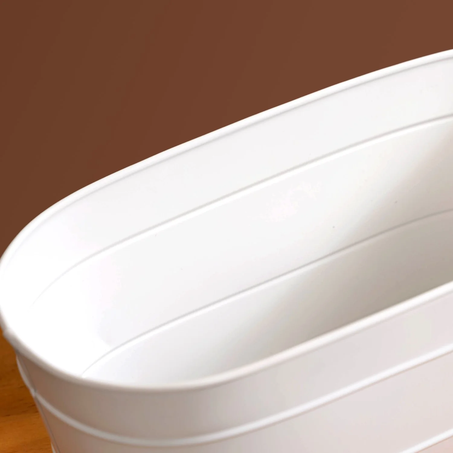 Trough Lined Minimalist Oval Plant Holder Set Of 2 Ivory - Image 6