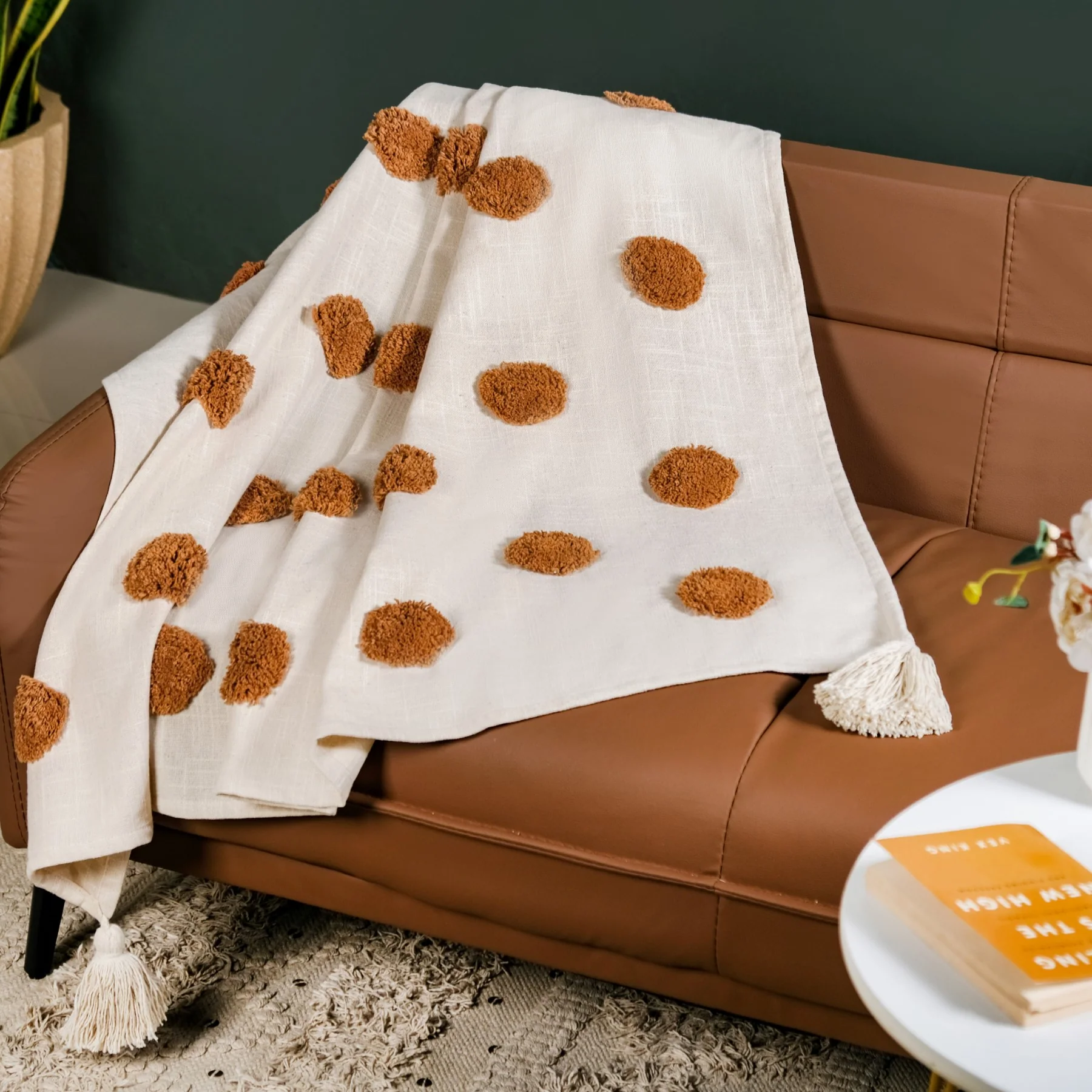 Tuft And Tassel Pure Cotton Throw - Image 3