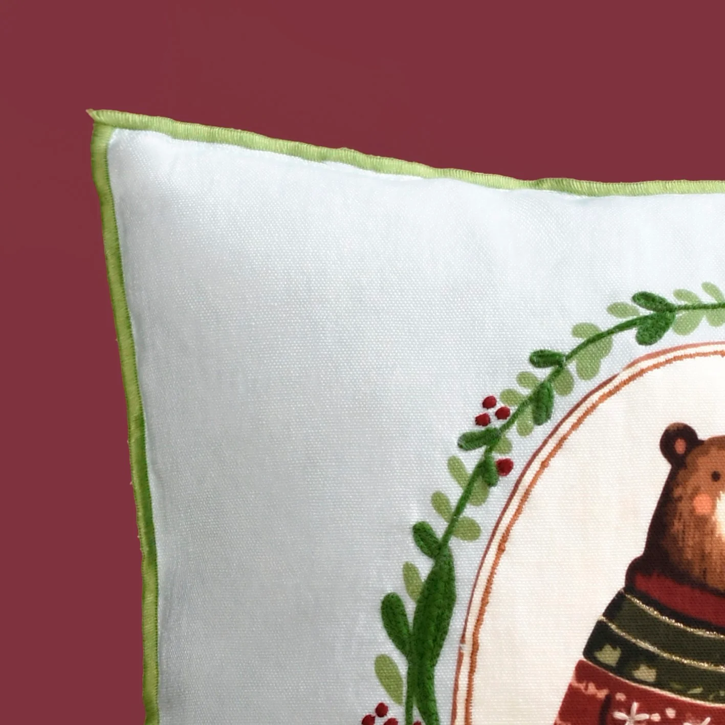 Tufted Embroidery Bear Cotton Cushion Cover 40x40cm - Image 6