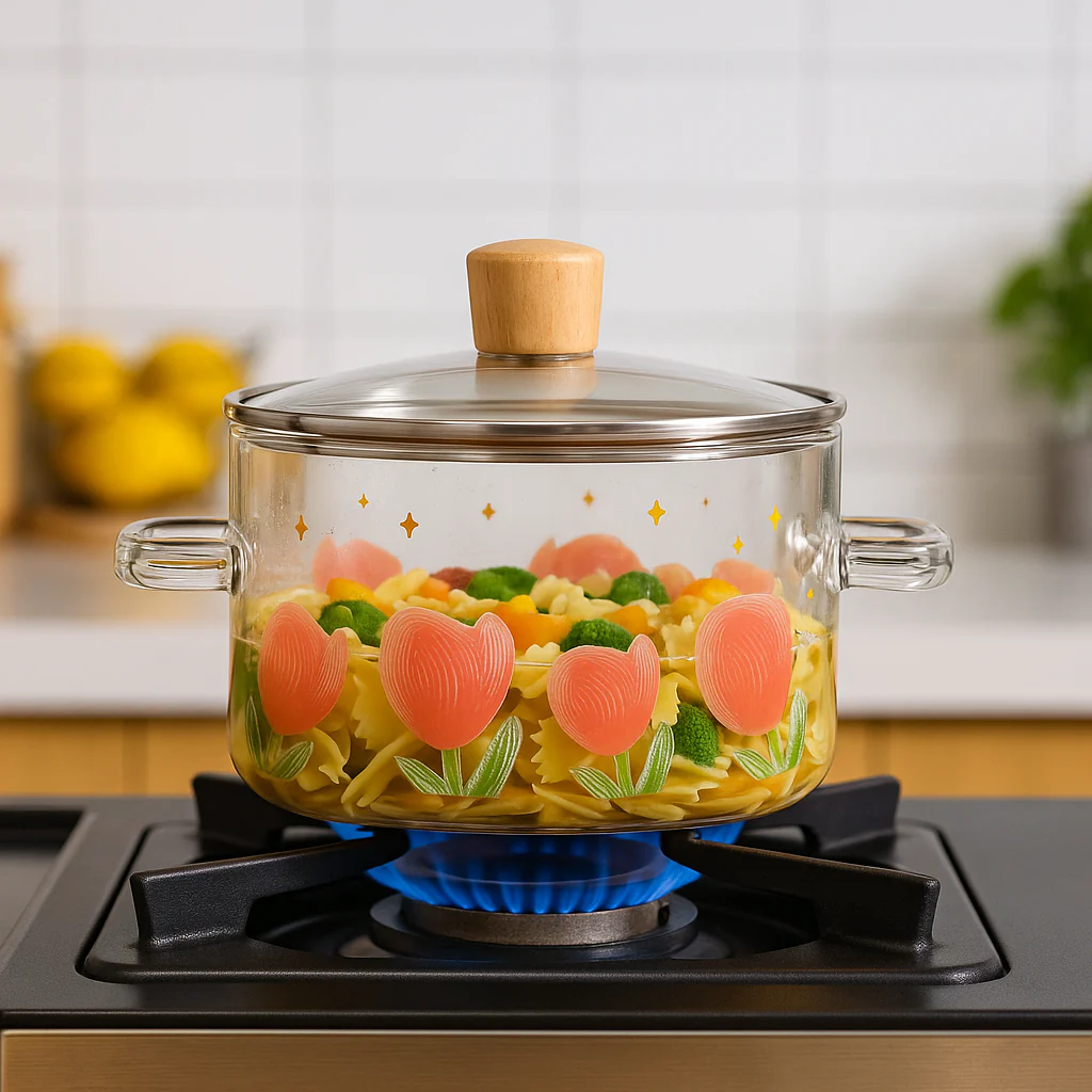 Tulip Borosilicate Glass Cooking Pot With Lid 1800ml - Image 6