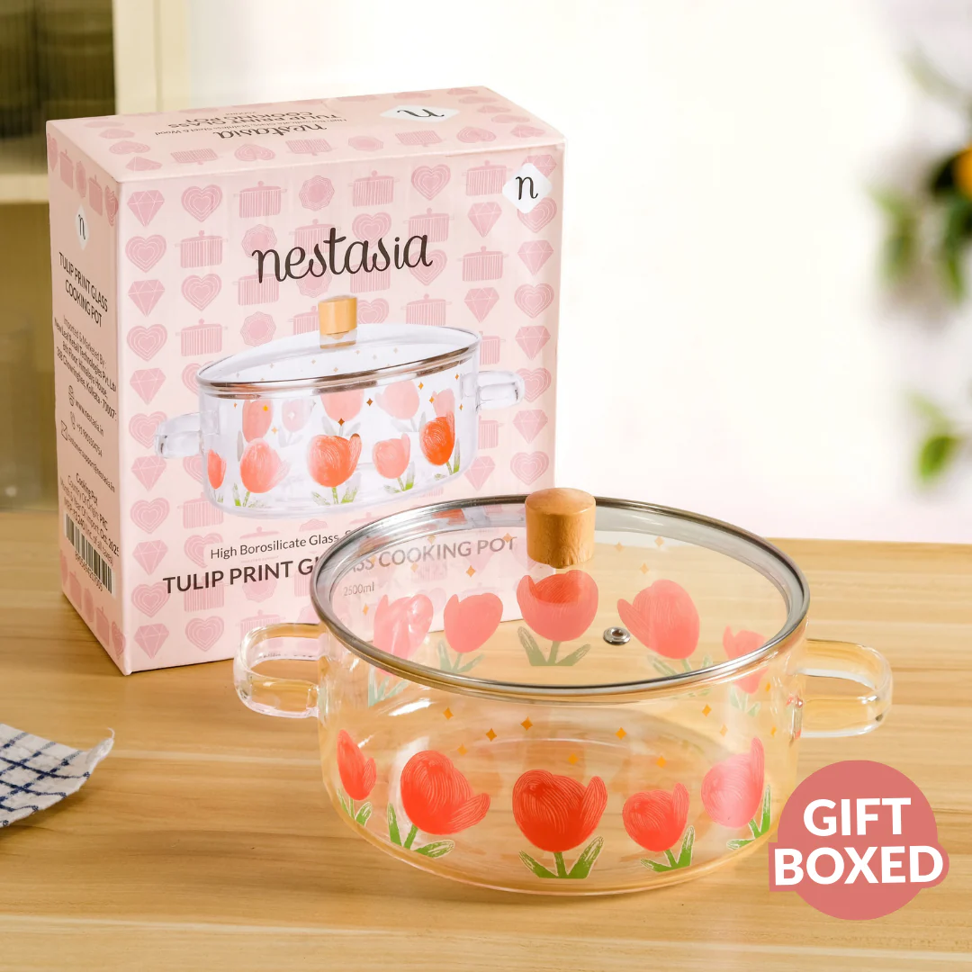 Tulip Flame Safe Glass Cooking Pot With Lid 2500ml - Image 8