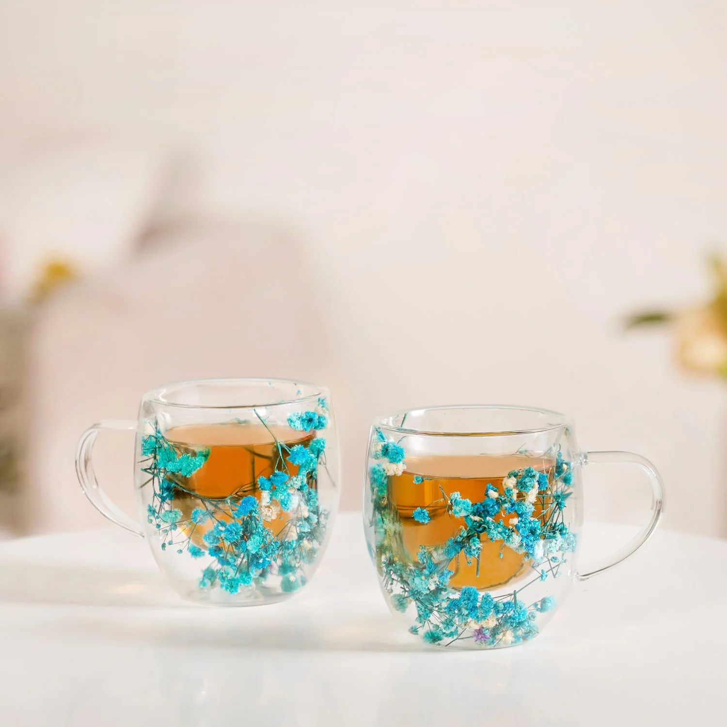 Turquoise Flowers Double Walled Mug Set Of 2 250ml - Image 9