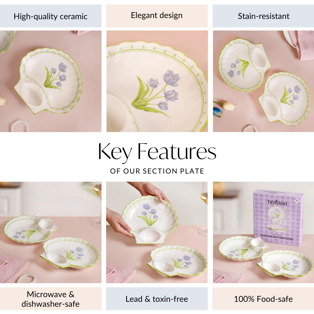 Tuscany Ceramic Section Plates Set Of 2 - Image 5