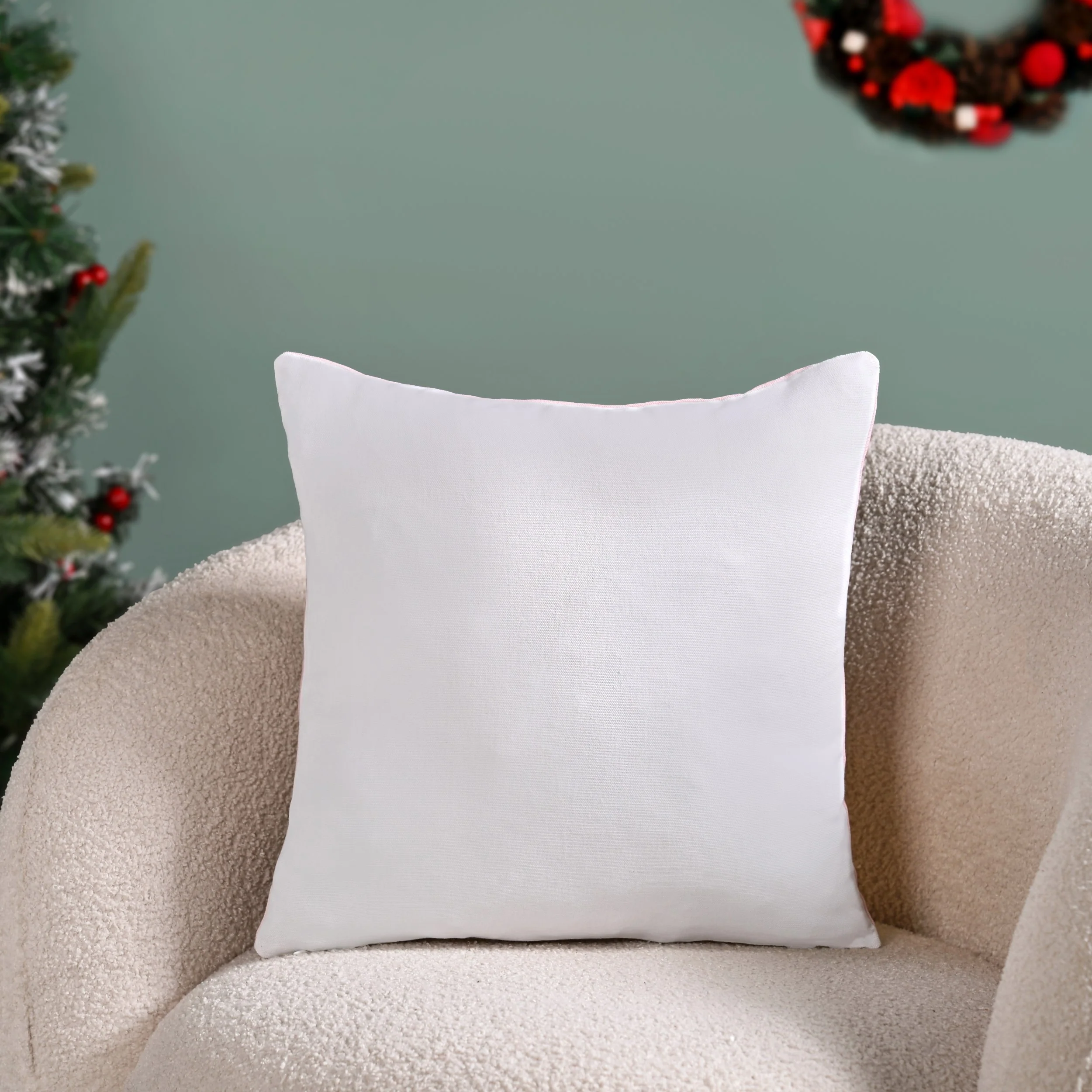 Twin Reindeers Embroidered Cotton Cushion Cover 40x40cm - Image 8