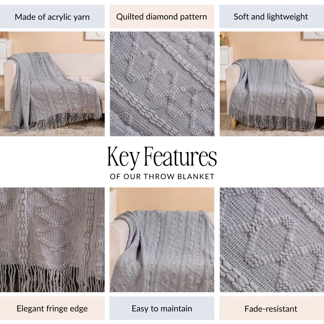 Urban Slate Grey Couch Throw - Image 4