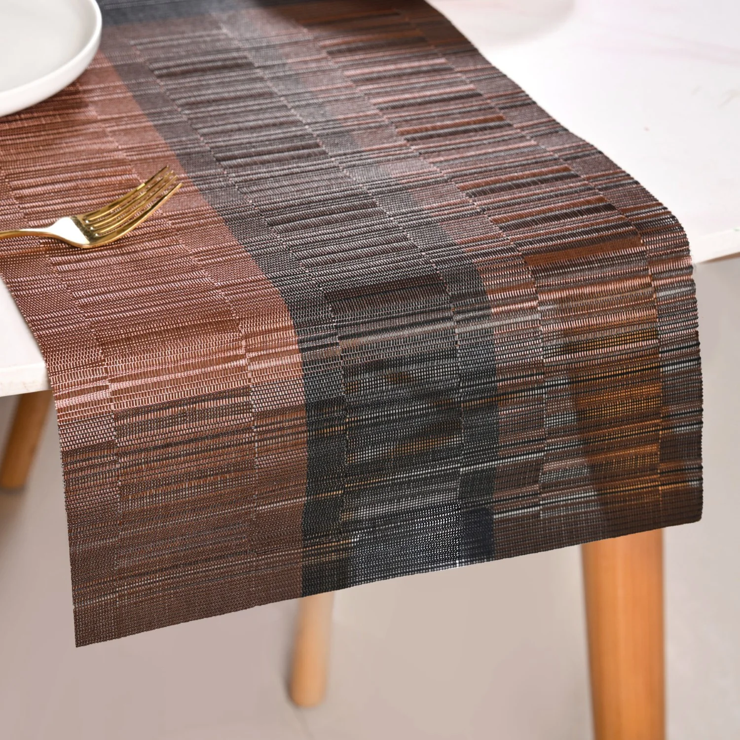Urban Stripes Reversible Brown Table Runner 180x30cm - Image 3