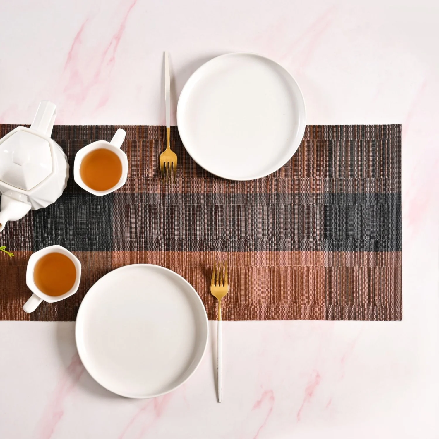 Urban Stripes Reversible Brown Table Runner 180x30cm - Image 6