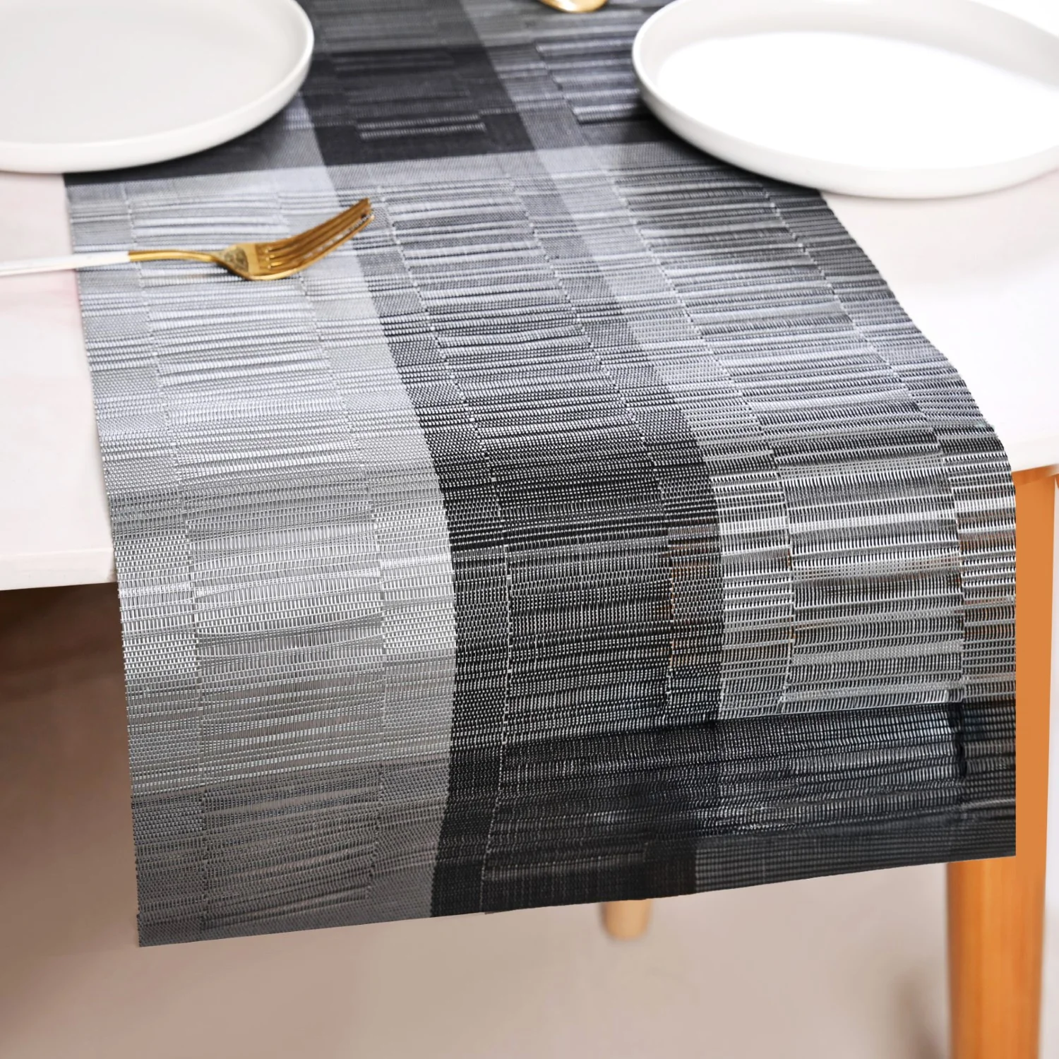 Urban Stripes Reversible Grey Table Runner 180x30cm - Image 3