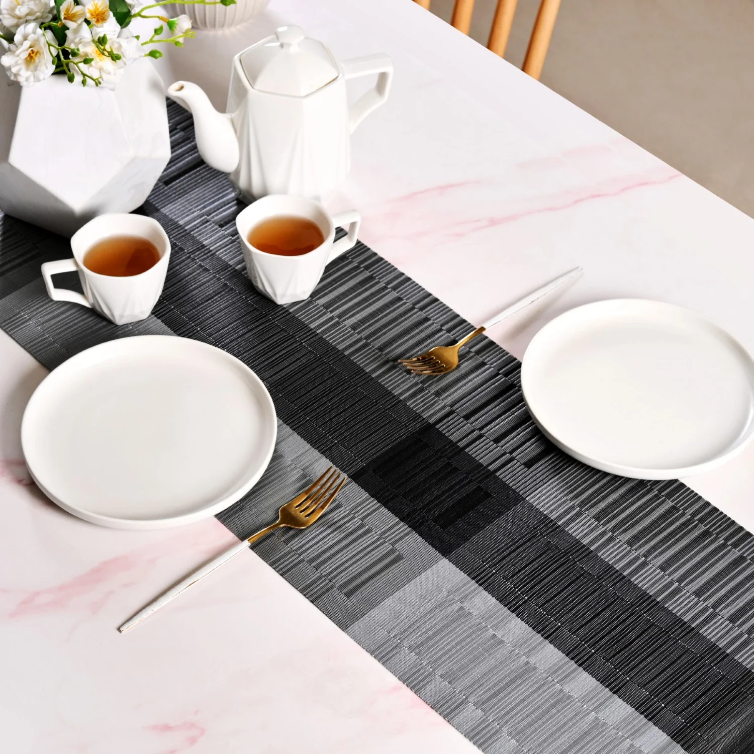 Urban Stripes Reversible Grey Table Runner 180x30cm - Image 6