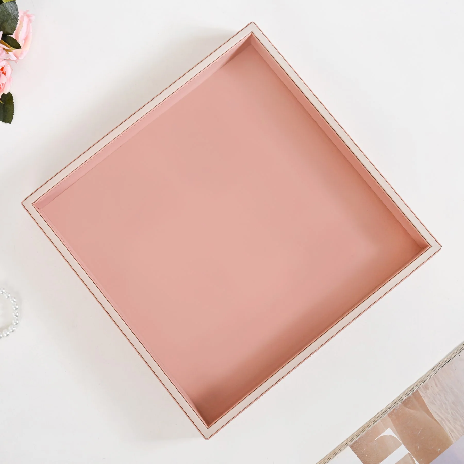 Vegan Leather Desk Organizer Tray Pink - Image 10