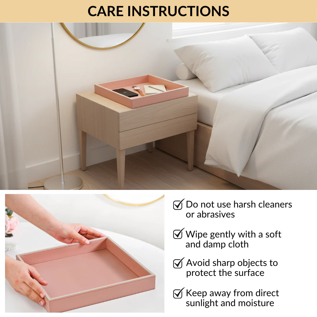 Vegan Leather Desk Organizer Tray Pink - Image 8