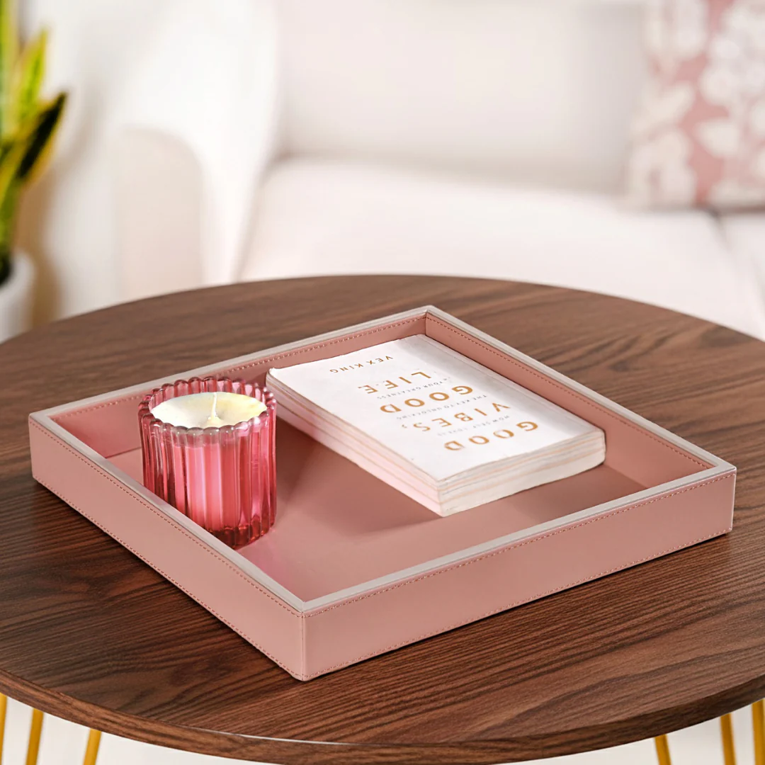 Vegan Leather Desk Organizer Tray Pink - Image 9