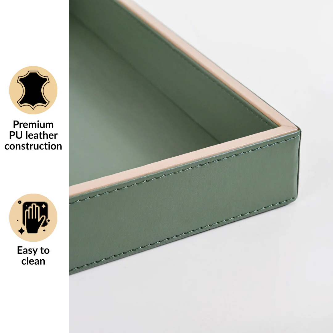 Vegan Leather Desk Organizer Tray Sage Green - Image 4