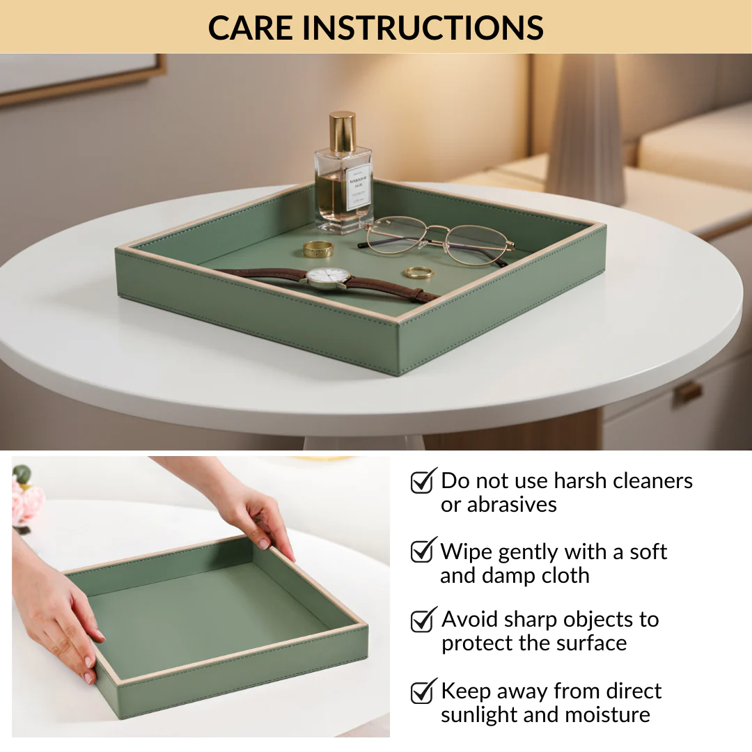 Vegan Leather Desk Organizer Tray Sage Green - Image 8