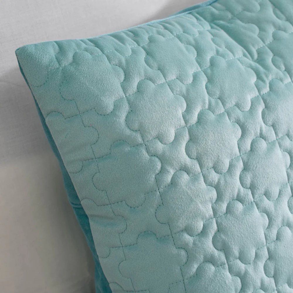 Velvet Cushion Cover & Table Runner Set Of 3 Blue - Image 4