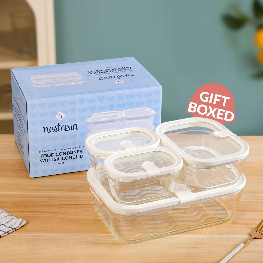 Vento Food Container With Airtight Silicone Lid Set Of 4 370ml 930ml 2500ml Cream - Image 11