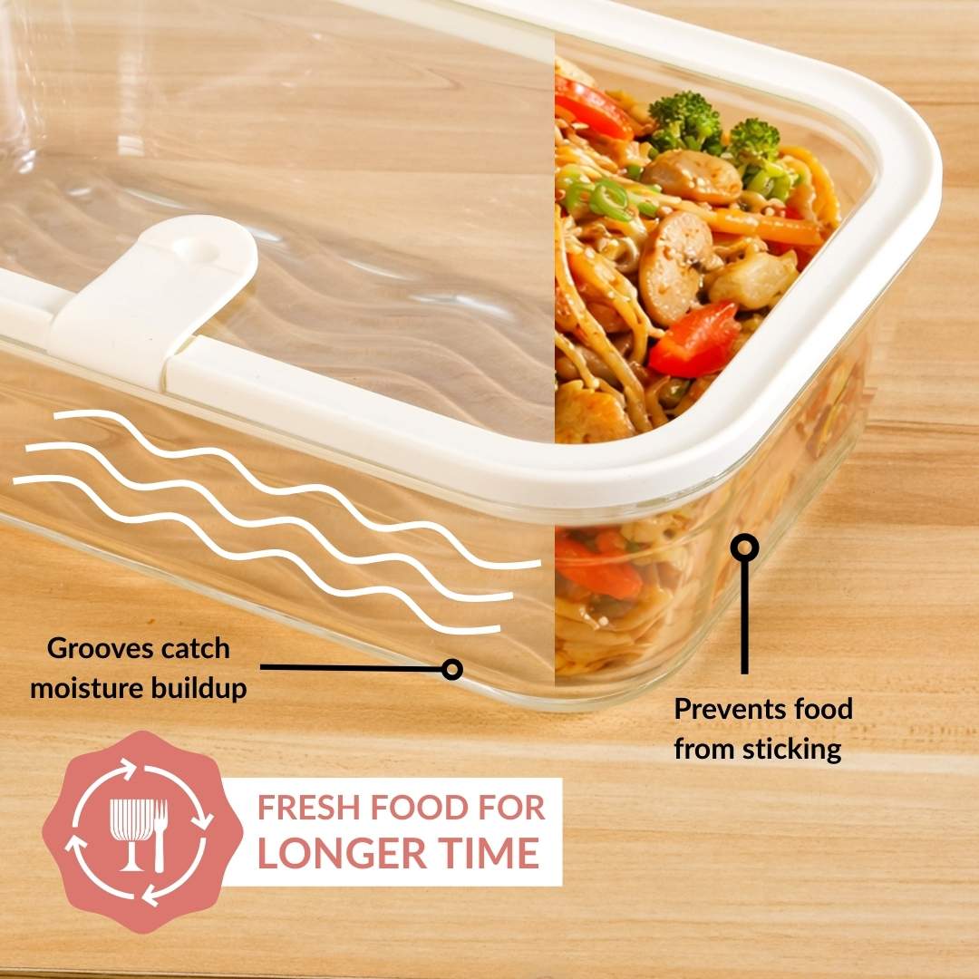 Vento Food Container With Airtight Silicone Lid Set Of 4 370ml 930ml 2500ml Cream - Image 2
