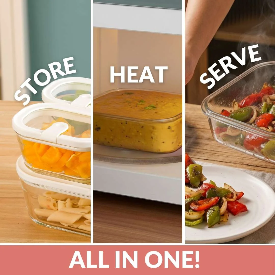 Vento Food Container With Airtight Silicone Lid Set Of 4 370ml 930ml 2500ml Cream - Image 7