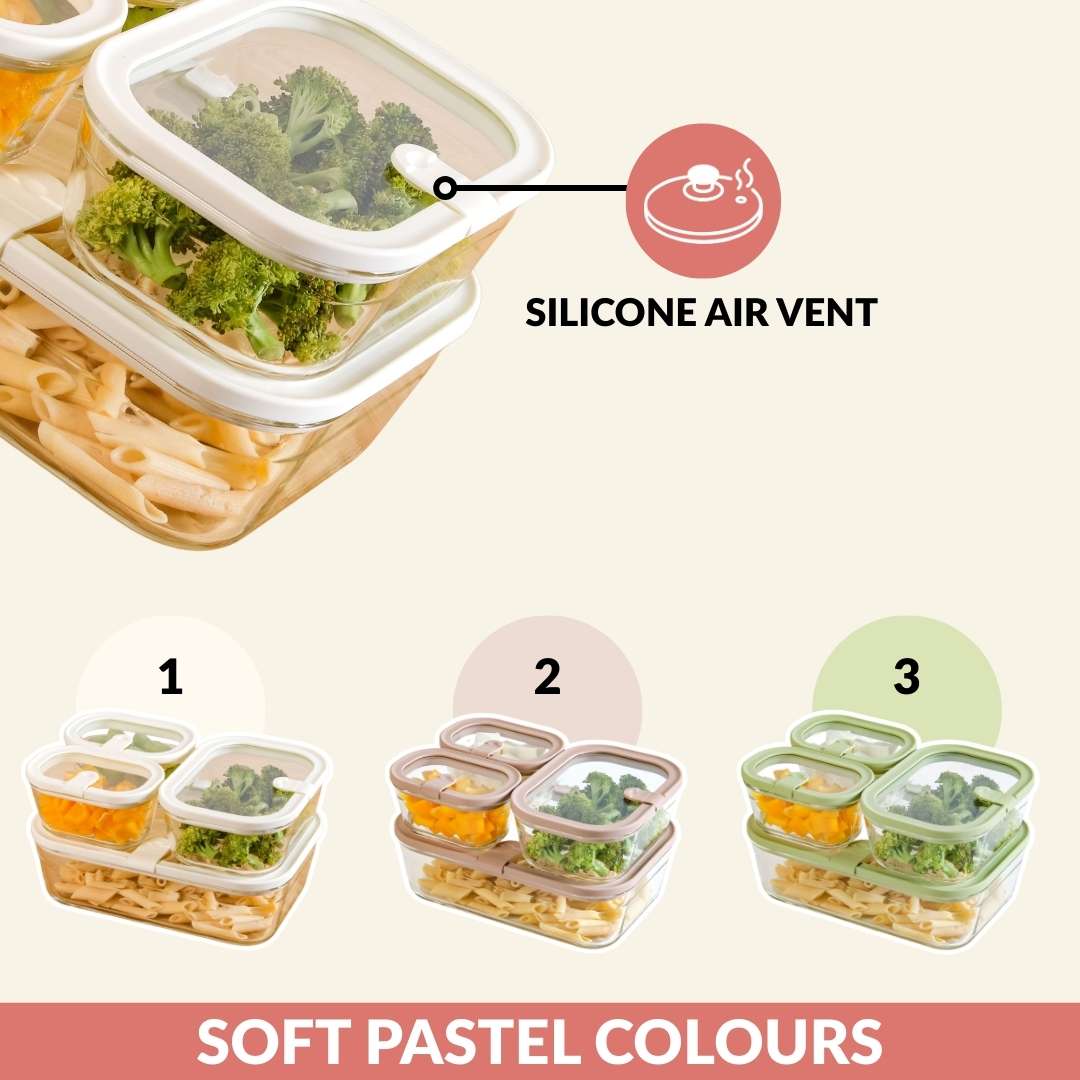 Vento Food Container With Airtight Silicone Lid Set Of 4 370ml 930ml 2500ml Cream - Image 9