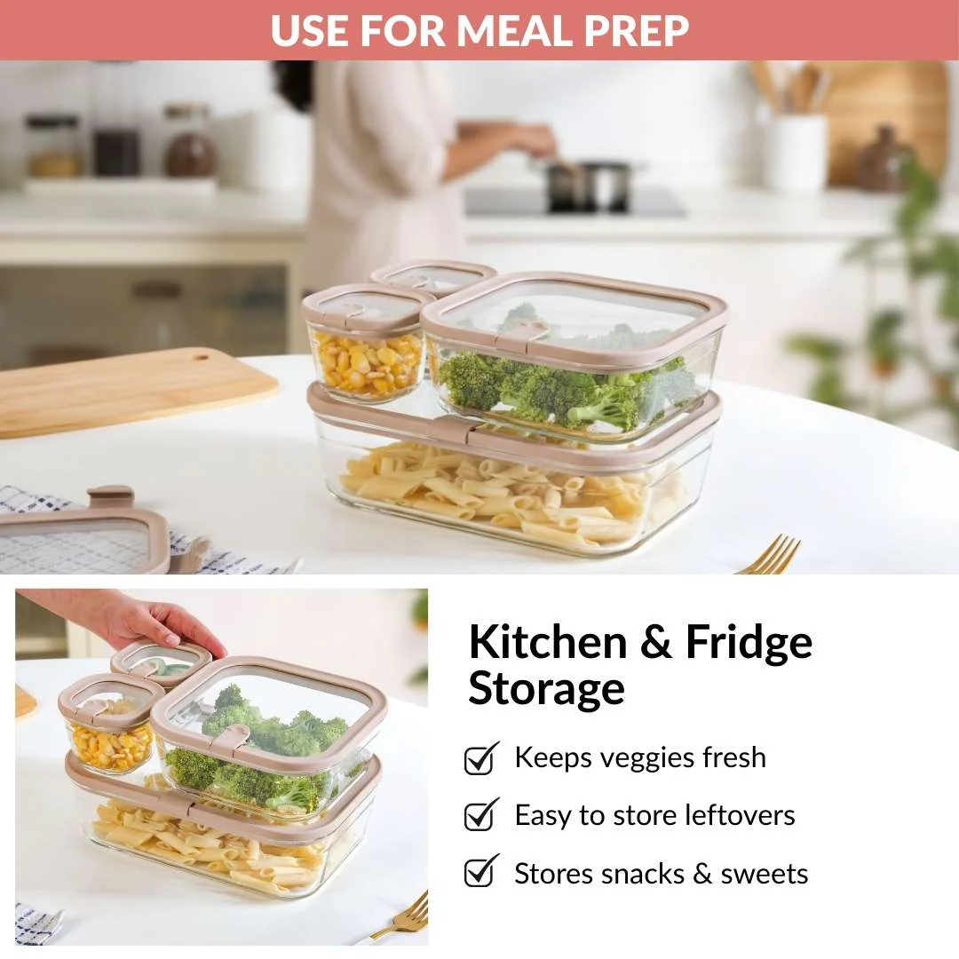 Vento Food Storage Container Set Of 4 220ml 1320ml 2500ml Beige Brown - Image 10