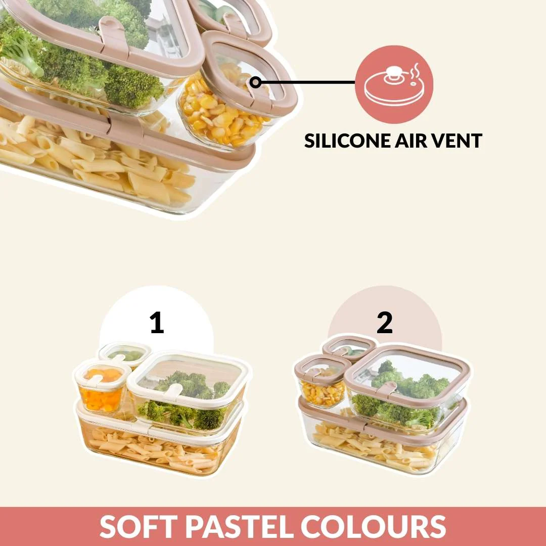 Vento Food Storage Container Set Of 4 220ml 1320ml 2500ml Beige Brown - Image 9