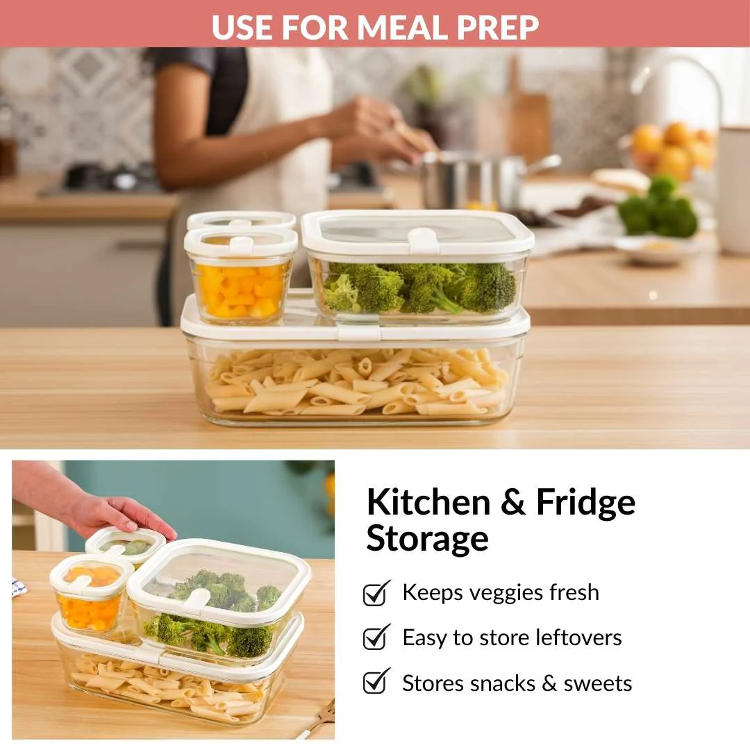 Vento Food Storage Container Set Of 4 220ml 1320ml 2500ml Cream - Image 10