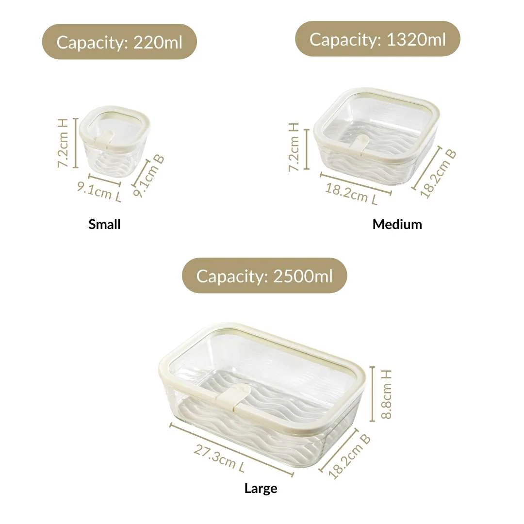 Vento Food Storage Container Set Of 4 220ml 1320ml 2500ml Cream - Image 4