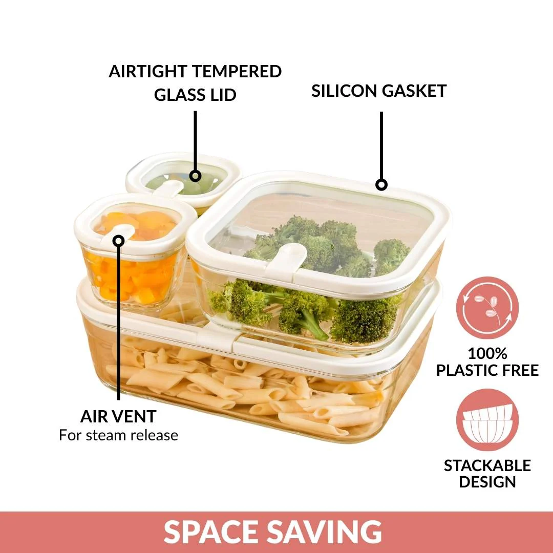 Vento Food Storage Container Set Of 4 220ml 1320ml 2500ml Cream - Image 8