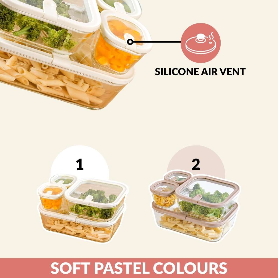 Vento Food Storage Container Set Of 4 220ml 1320ml 2500ml Cream - Image 9
