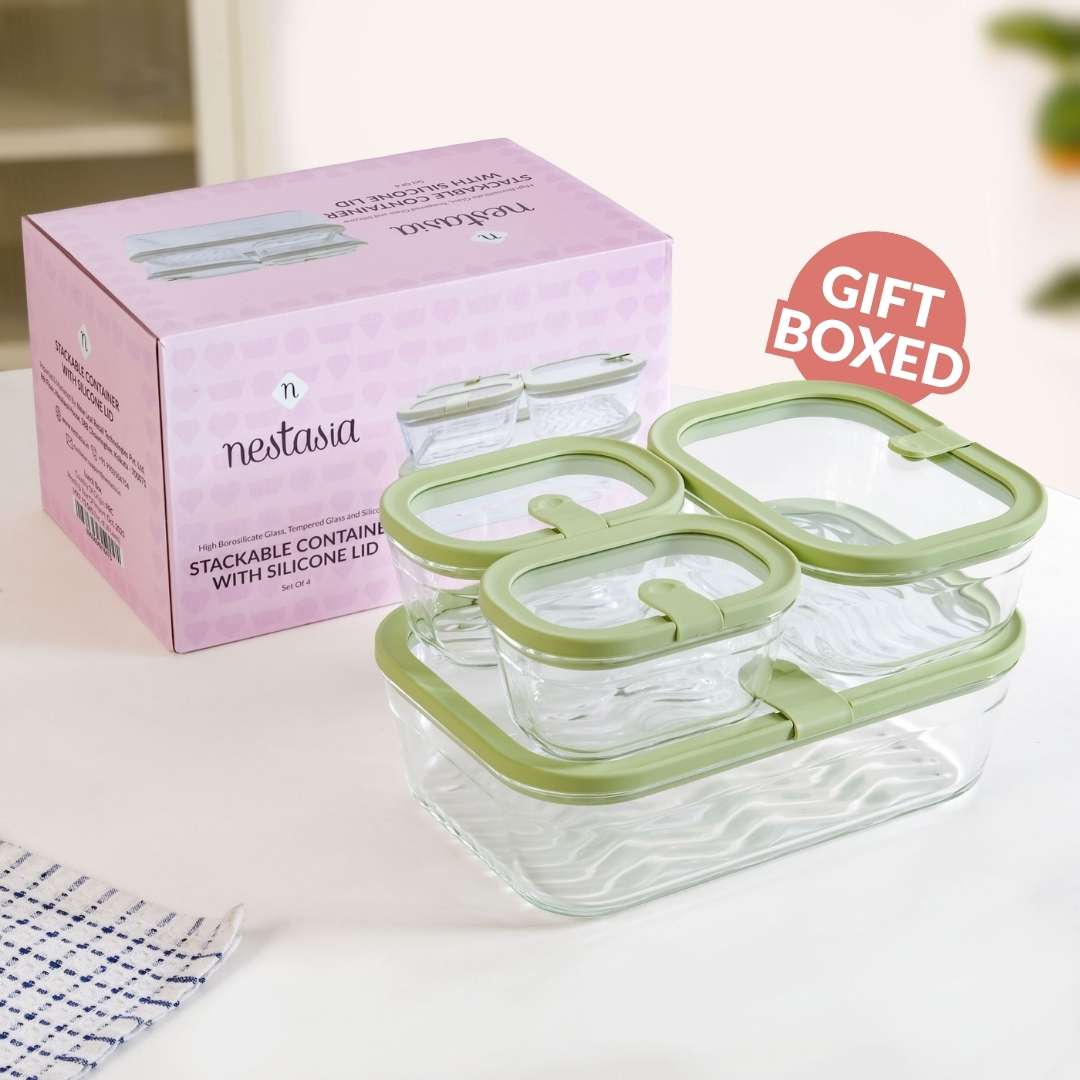 Vento Stackable Food Container Set Of 4 370ml 930ml 2500ml Green - Image 11