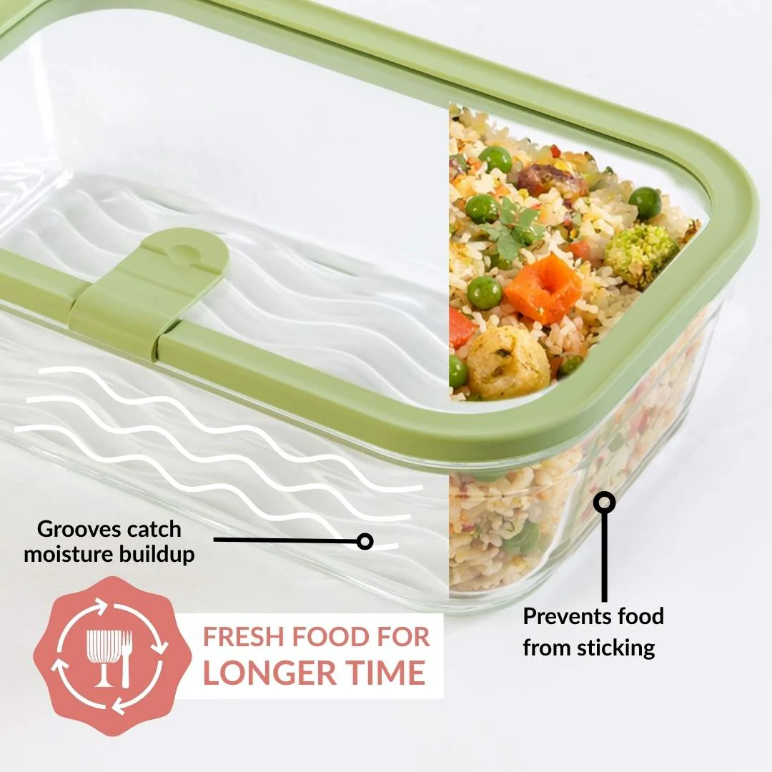Vento Stackable Food Container Set Of 4 370ml 930ml 2500ml Green - Image 2