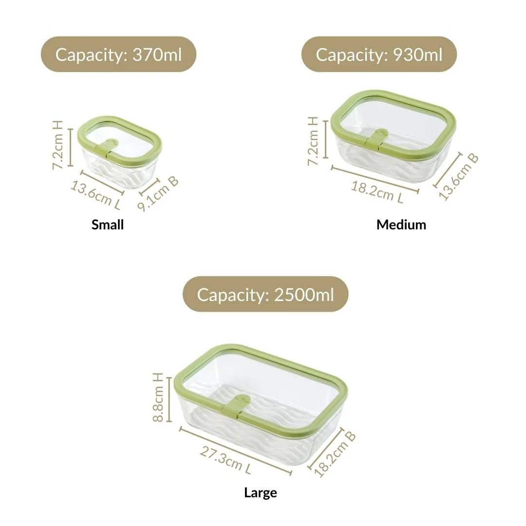 Vento Stackable Food Container Set Of 4 370ml 930ml 2500ml Green - Image 4