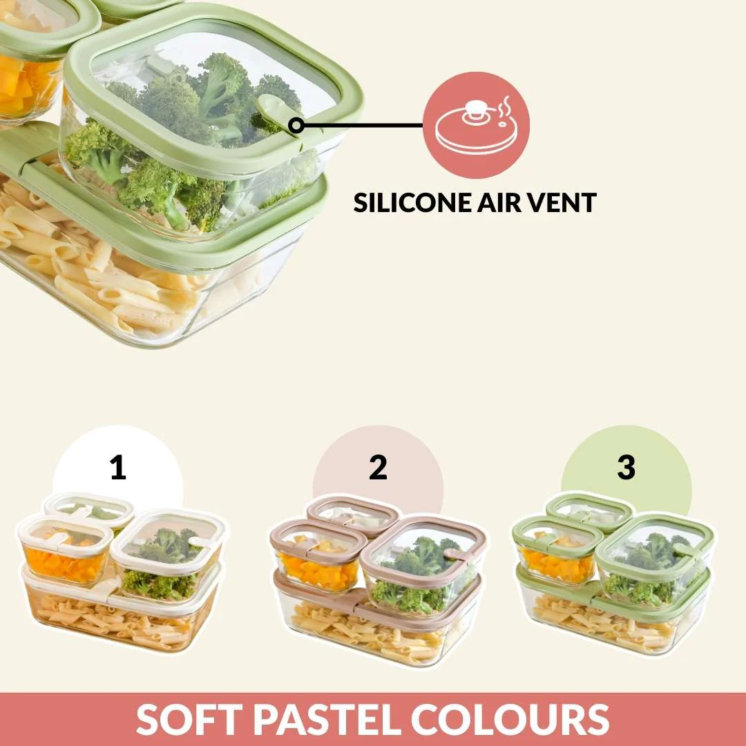 Vento Stackable Food Container Set Of 4 370ml 930ml 2500ml Green - Image 9